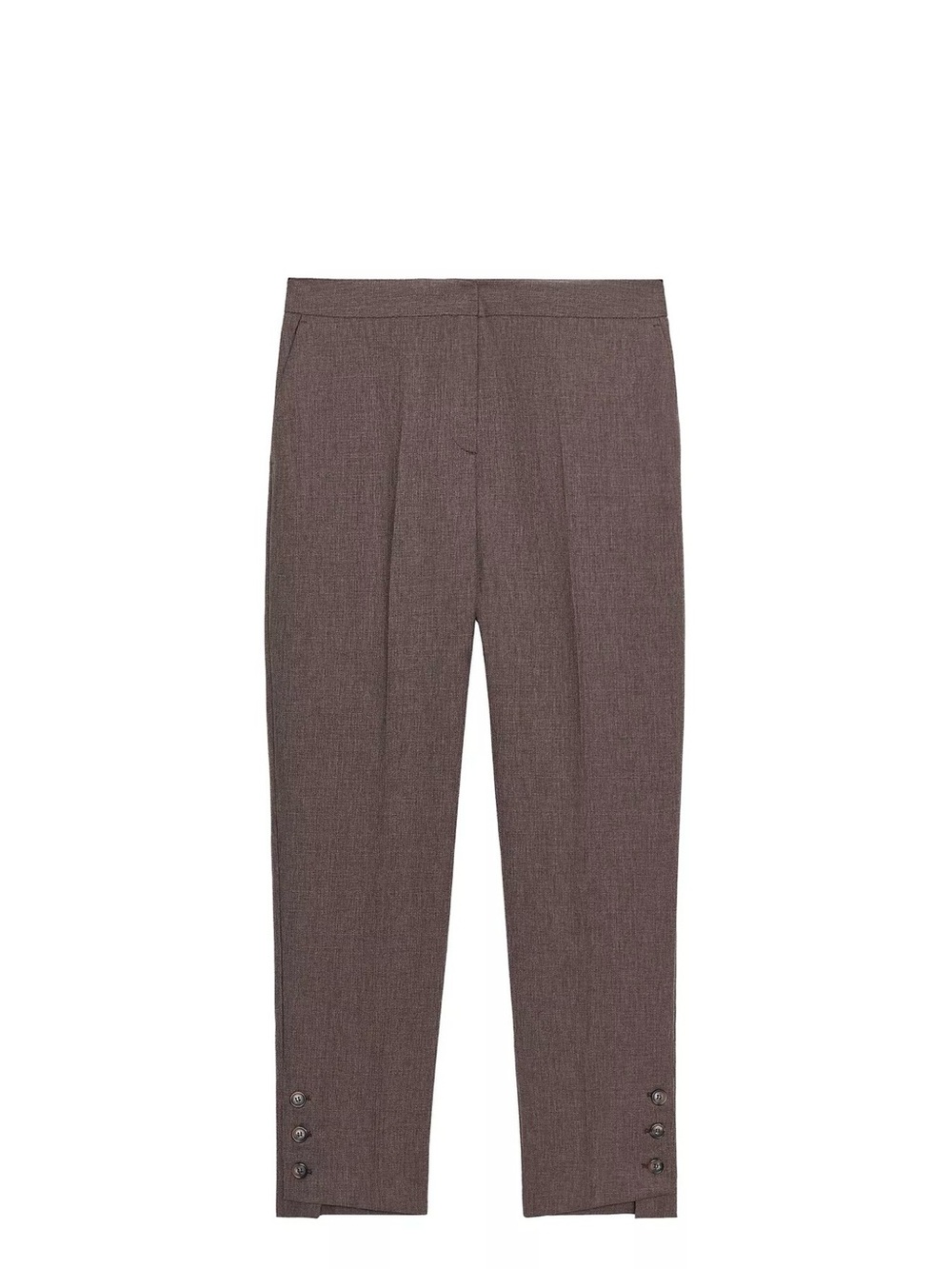 ZARA Brown Straight Dress Pants Button Detail Women's Size M Flat Front